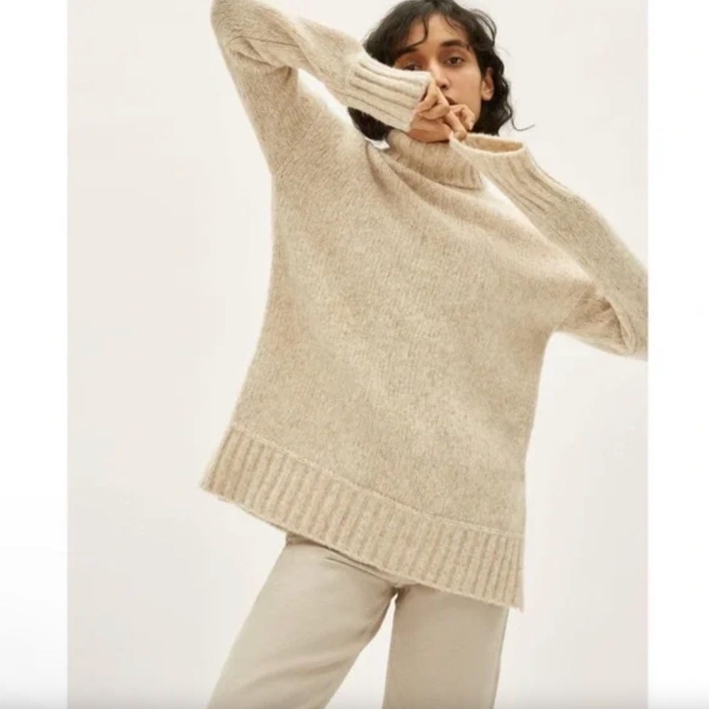 Everlane The Cloud Turtleneck Sweater In Heather Ivory